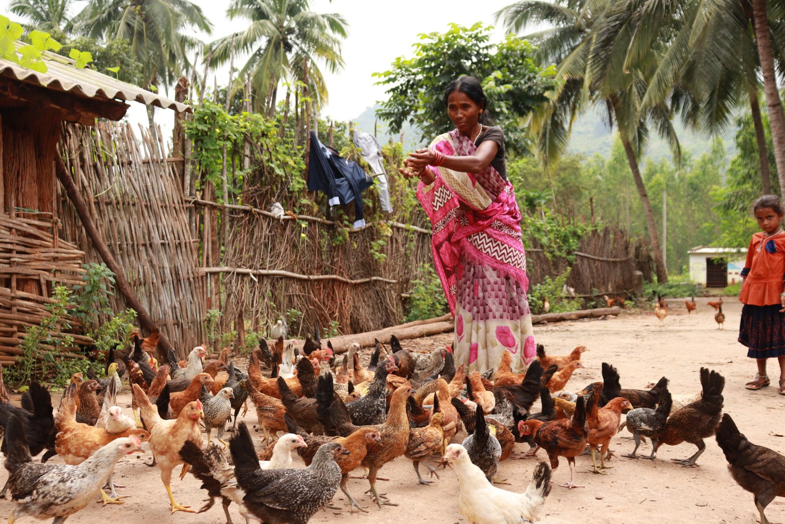 Rural woman raising backyard poultry