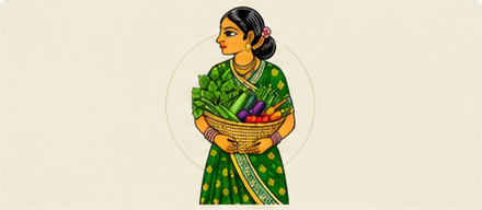 Woman farmer carrying vegetables
